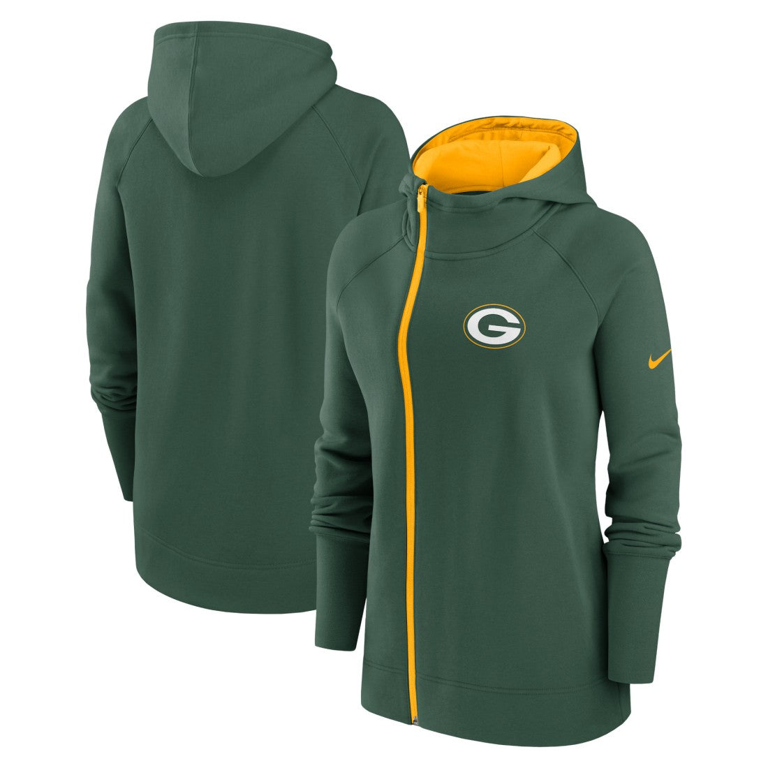 Green Bay Packers Women's Asymmetrical Raglan Full-Zip Hoodie | NFL Sale
