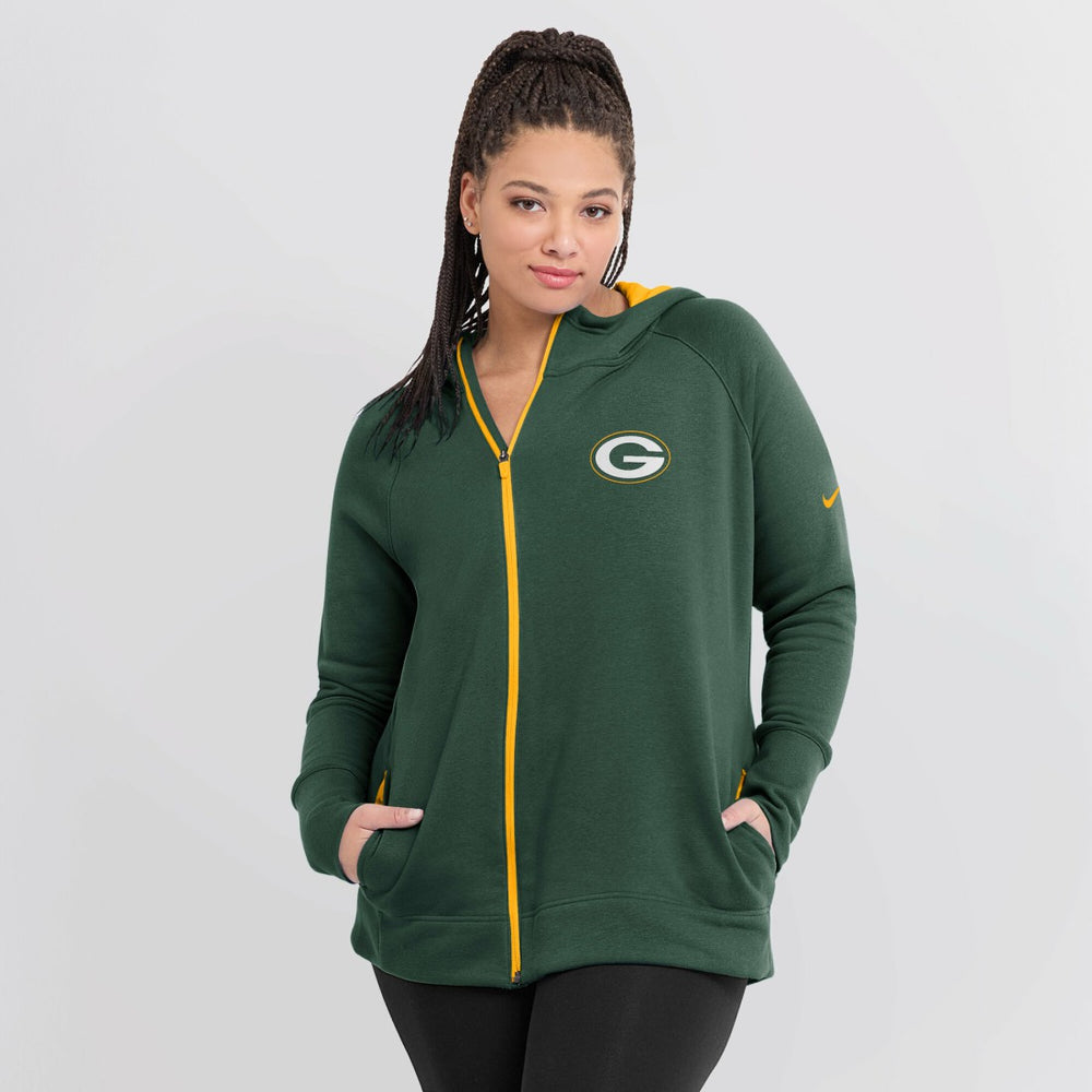 Green Bay Packers Women's Asymmetrical Raglan Full-Zip Hoodie | NFL Sale