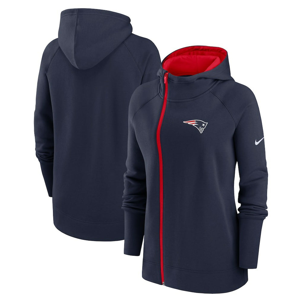 New England Patriots Women's Asymmetrical Raglan Full-Zip Hoodie | NFL US