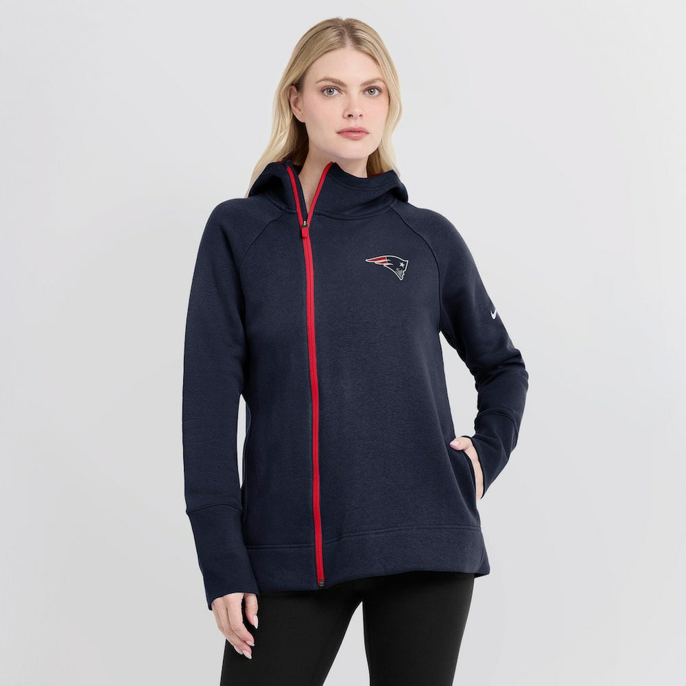 New England Patriots Women's Asymmetrical Raglan Full-Zip Hoodie | NFL US