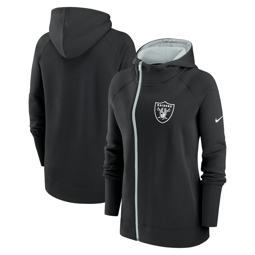 Las Vegas Raiders Women's Asymmetrical Raglan Full-Zip Hoodie | NFL Discount
