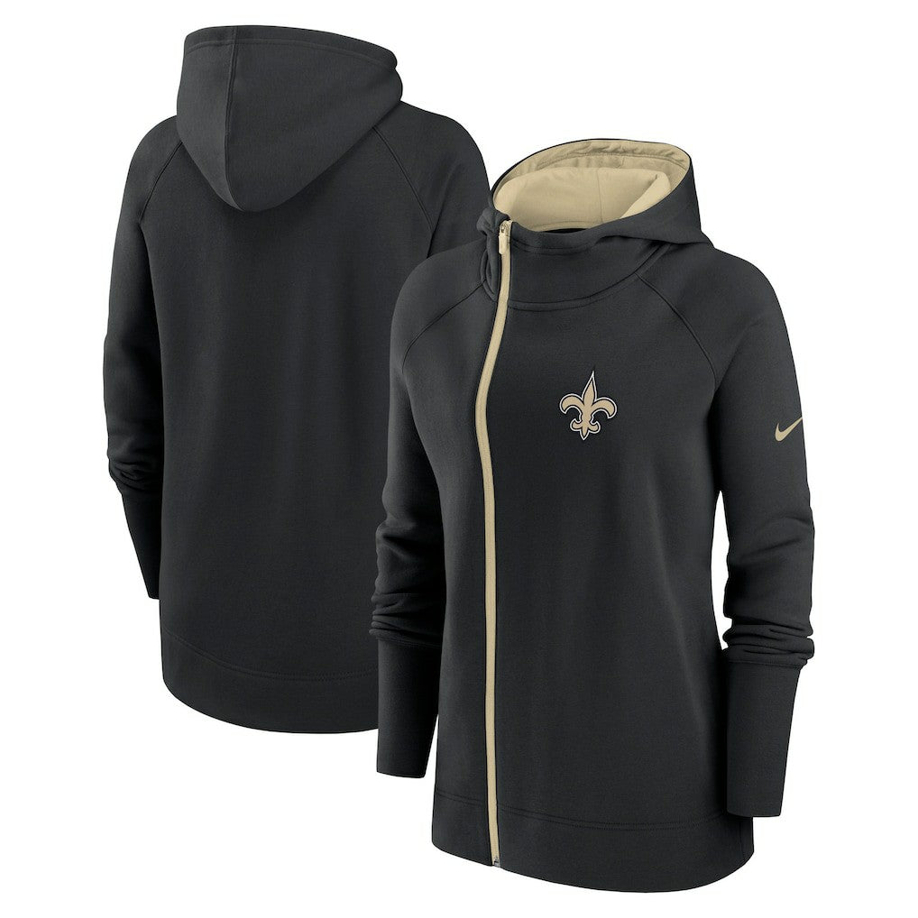 New Orleans Saints Women's Asymmetrical Raglan Full-Zip Hoodie | NFL Discount