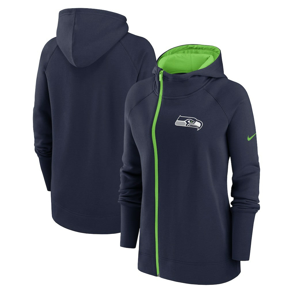 Seattle Seahawks Women's Asymmetrical Raglan Full-Zip Hoodie | NFL Online