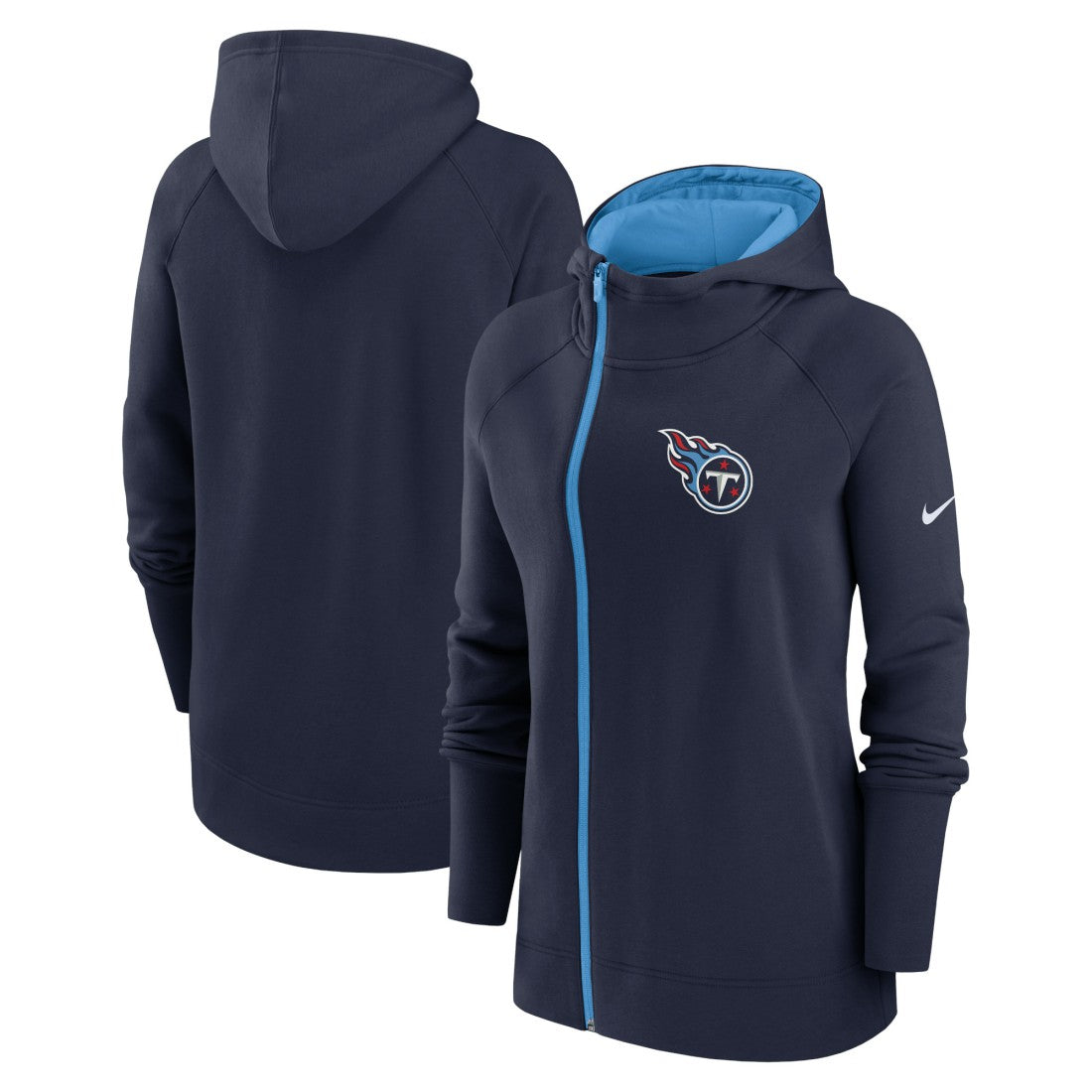 Tennessee Titans Women's Asymmetrical Raglan Full-Zip Hoodie | NFL On sale