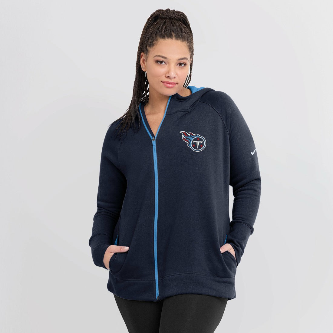 Tennessee Titans Women's Asymmetrical Raglan Full-Zip Hoodie | NFL On sale