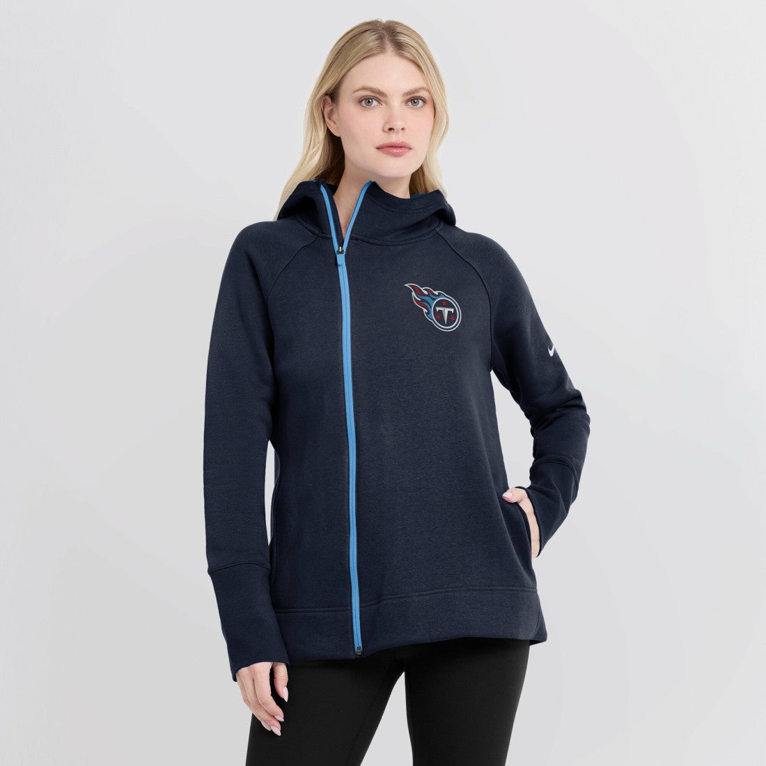 Tennessee Titans Women's Asymmetrical Raglan Full-Zip Hoodie | NFL On sale