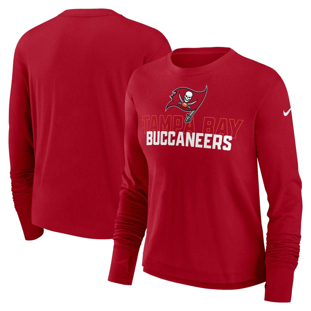 Tampa Bay Buccaneers Women's Modest Crop Performance Long Sleeve T-Shirt | NFL Sale