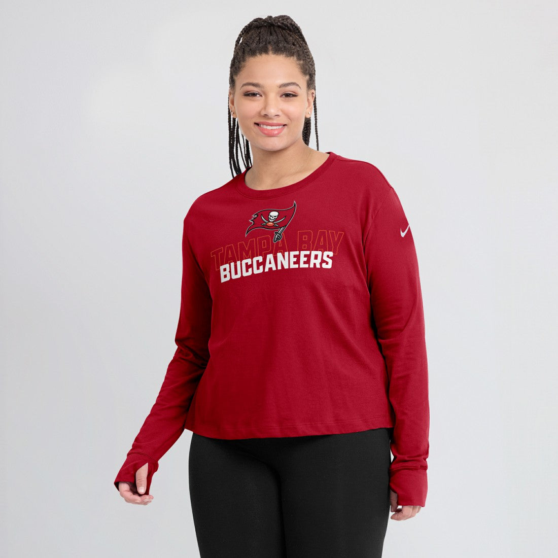 Tampa Bay Buccaneers Women's Modest Crop Performance Long Sleeve T-Shirt | NFL Sale