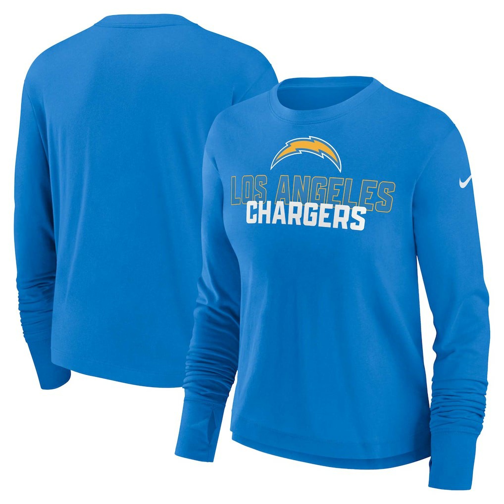 Los Angeles Chargers Women's Modest Crop Performance Long Sleeve T-Shirt | NFL Discount