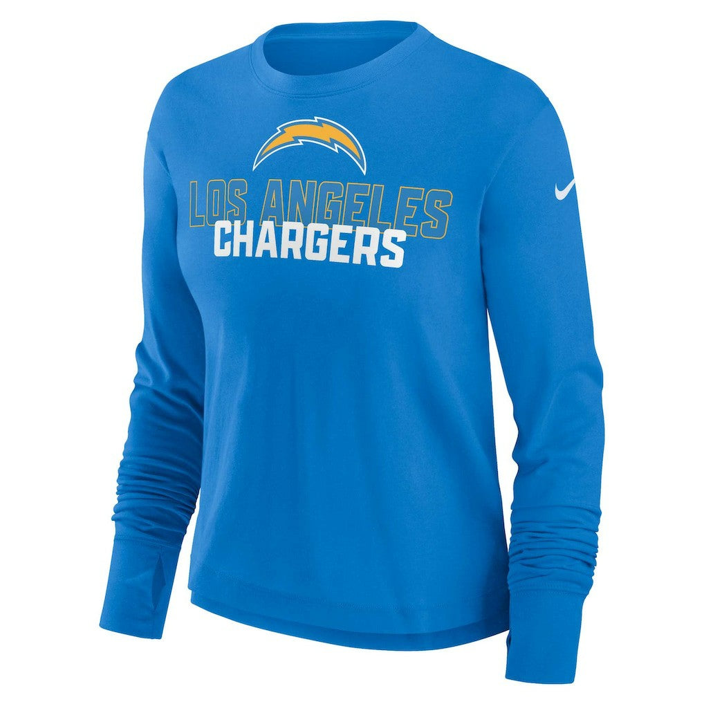 Los Angeles Chargers Women's Modest Crop Performance Long Sleeve T-Shirt | NFL Discount