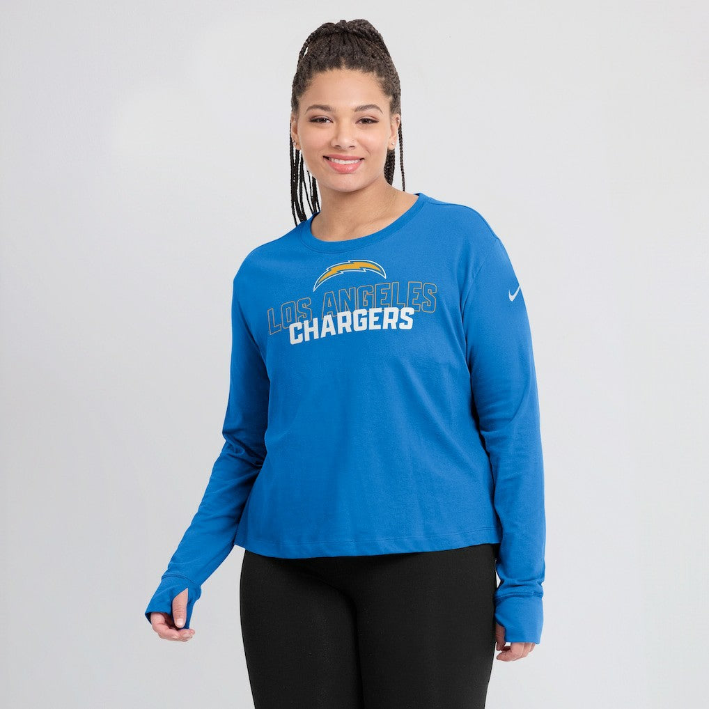 Los Angeles Chargers Women's Modest Crop Performance Long Sleeve T-Shirt | NFL Discount