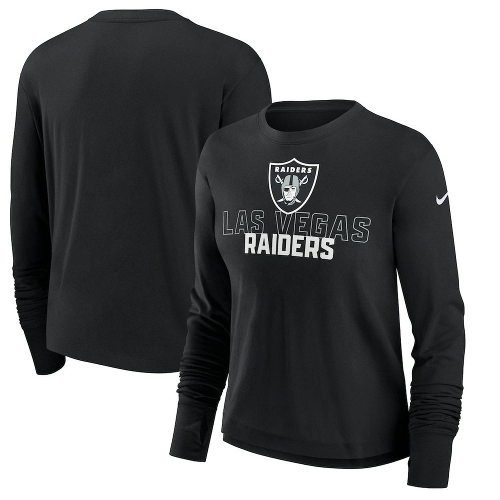 Las Vegas Raiders Women's Modest Crop Performance Long Sleeve T-Shirt | NFL On sale