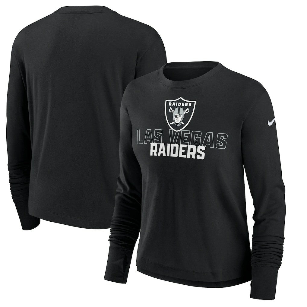 Las Vegas Raiders Women's Modest Crop Performance Long Sleeve T-Shirt | NFL On sale
