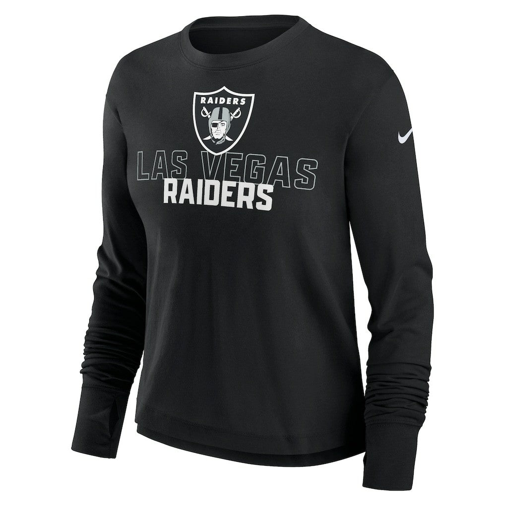 Las Vegas Raiders Women's Modest Crop Performance Long Sleeve T-Shirt | NFL On sale