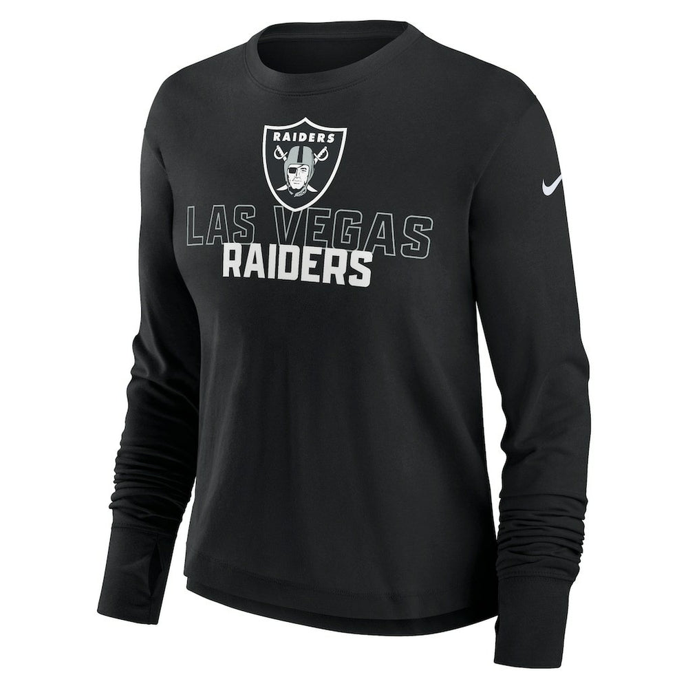 Las Vegas Raiders Women's Modest Crop Performance Long Sleeve T-Shirt | NFL On sale