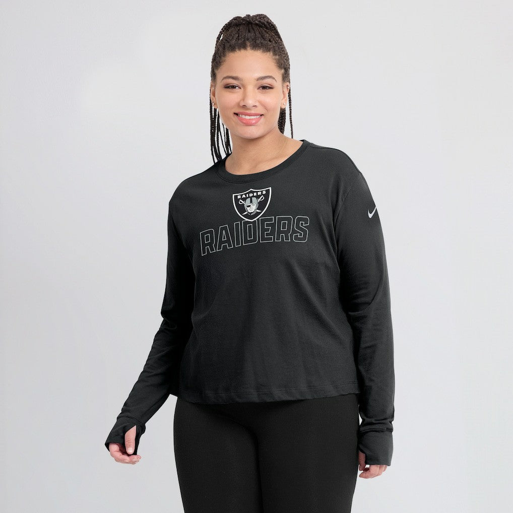 Las Vegas Raiders Women's Modest Crop Performance Long Sleeve T-Shirt | NFL On sale