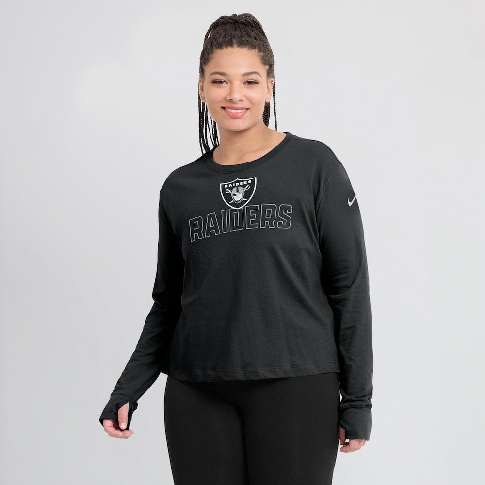 Las Vegas Raiders Women's Modest Crop Performance Long Sleeve T-Shirt | NFL On sale