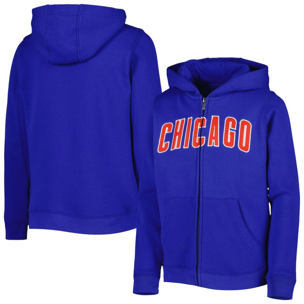 Chicago Cubs Youth Wordmark Full-Zip Fleece Hoodie - MLB Hoodies