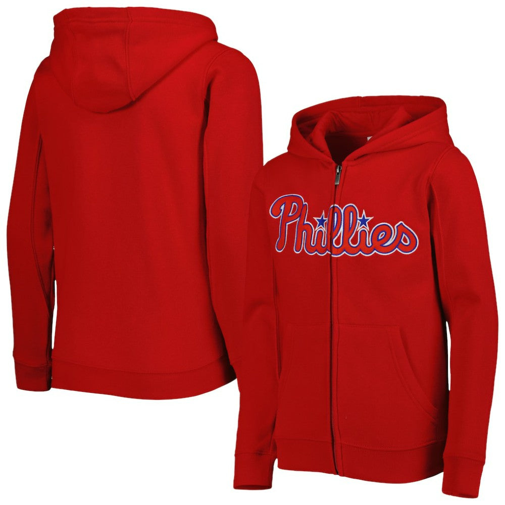 Philadelphia Phillies Youth Wordmark Full-Zip Fleece Hoodie - MLB Hoodies