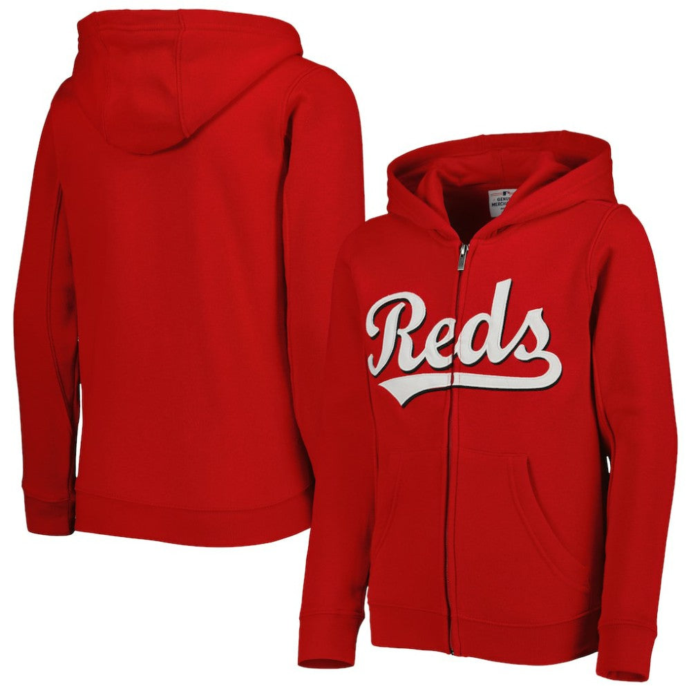 Cincinnati Reds Youth Wordmark Full-Zip Fleece Hoodie - MLB Hoodies