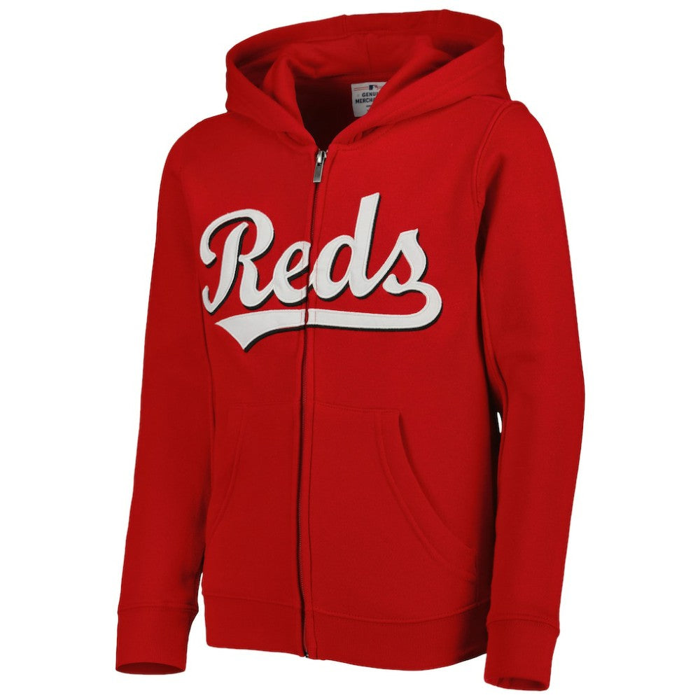 Cincinnati Reds Youth Wordmark Full-Zip Fleece Hoodie - MLB Hoodies