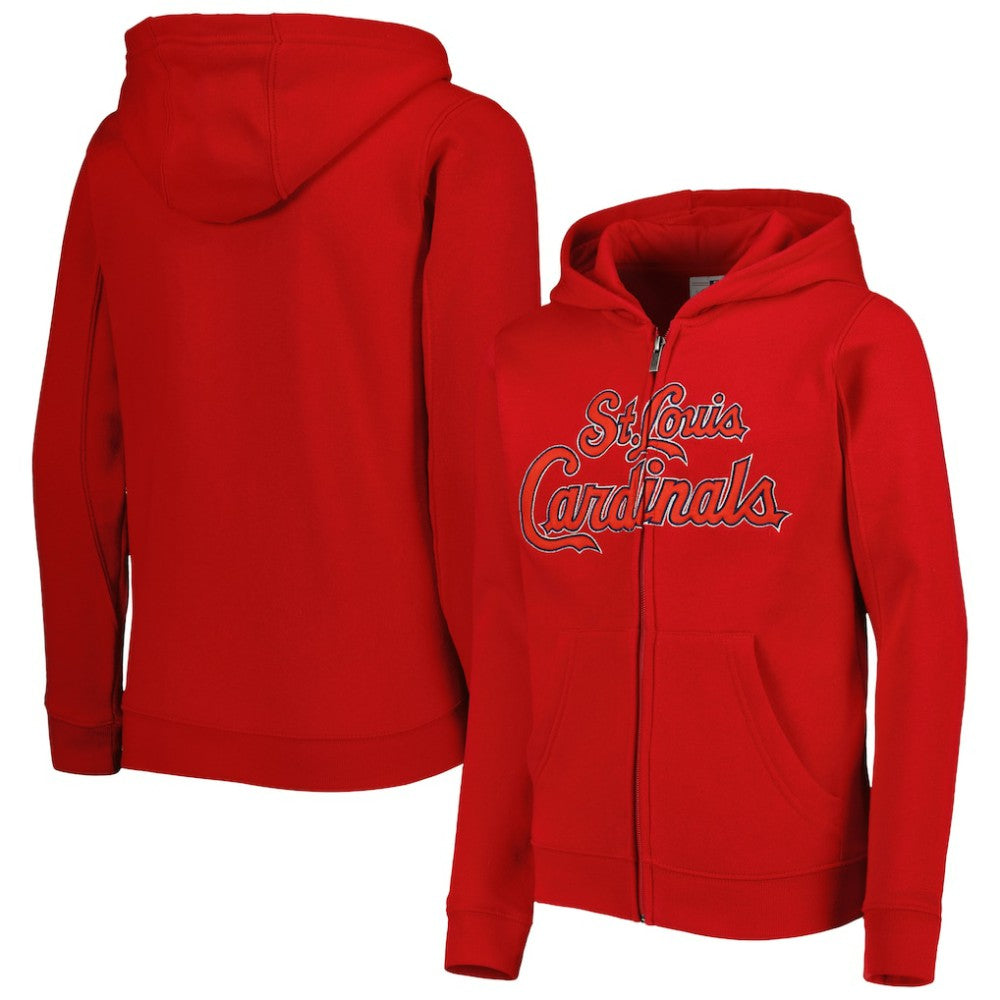 St. Louis Cardinals Youth Wordmark Full-Zip Fleece Hoodie - MLB Hoodies