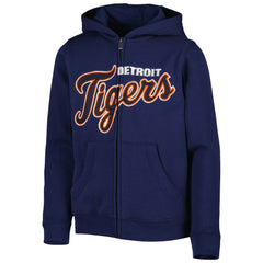 Detroit Tigers Youth Wordmark Full-Zip Fleece Hoodie - MLB Hoodies