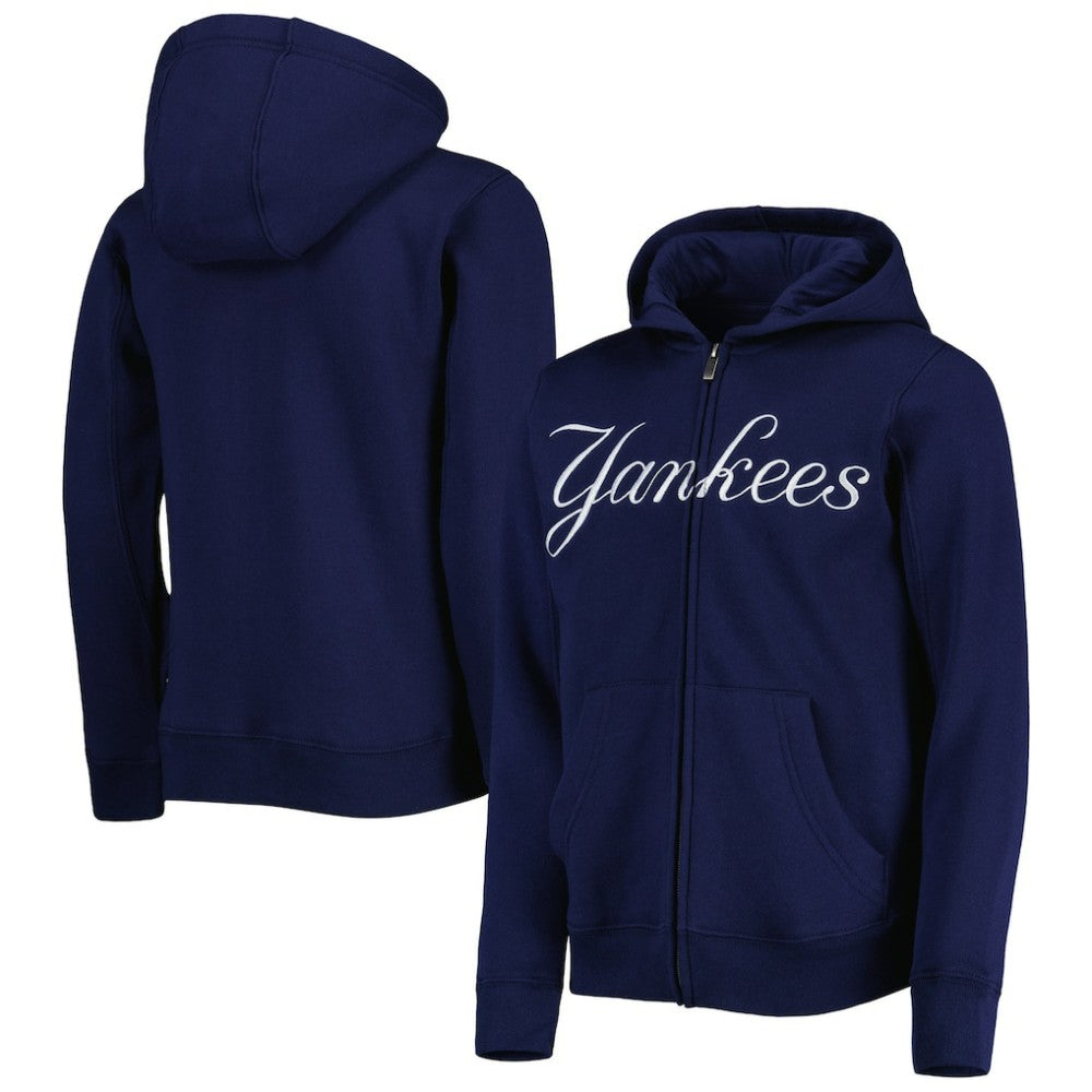 New York Yankees Youth Wordmark Full-Zip Fleece Hoodie - MLB Hoodies