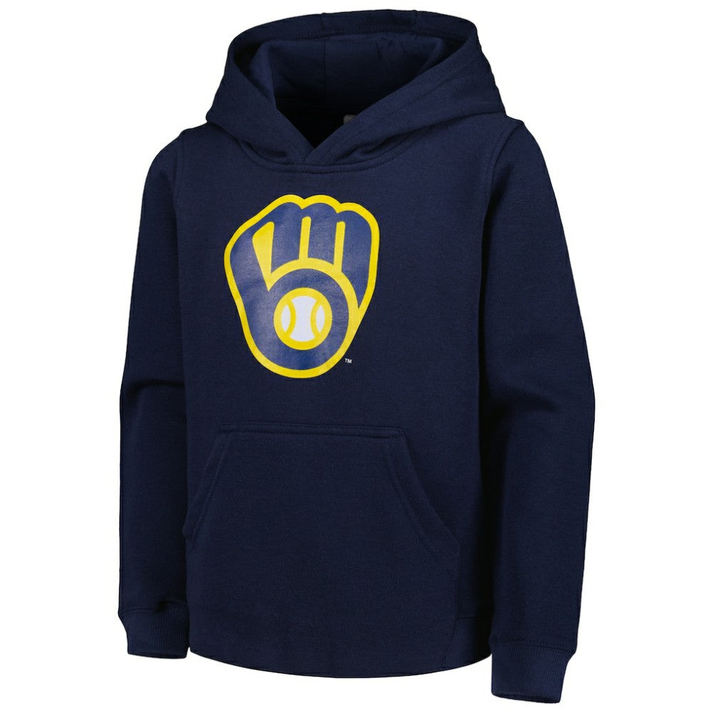 Milwaukee Brewers Youth Team Primary Logo Pullover Hoodie - MLB Hoodies