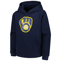 Milwaukee Brewers Youth Team Primary Logo Pullover Hoodie - MLB Hoodies