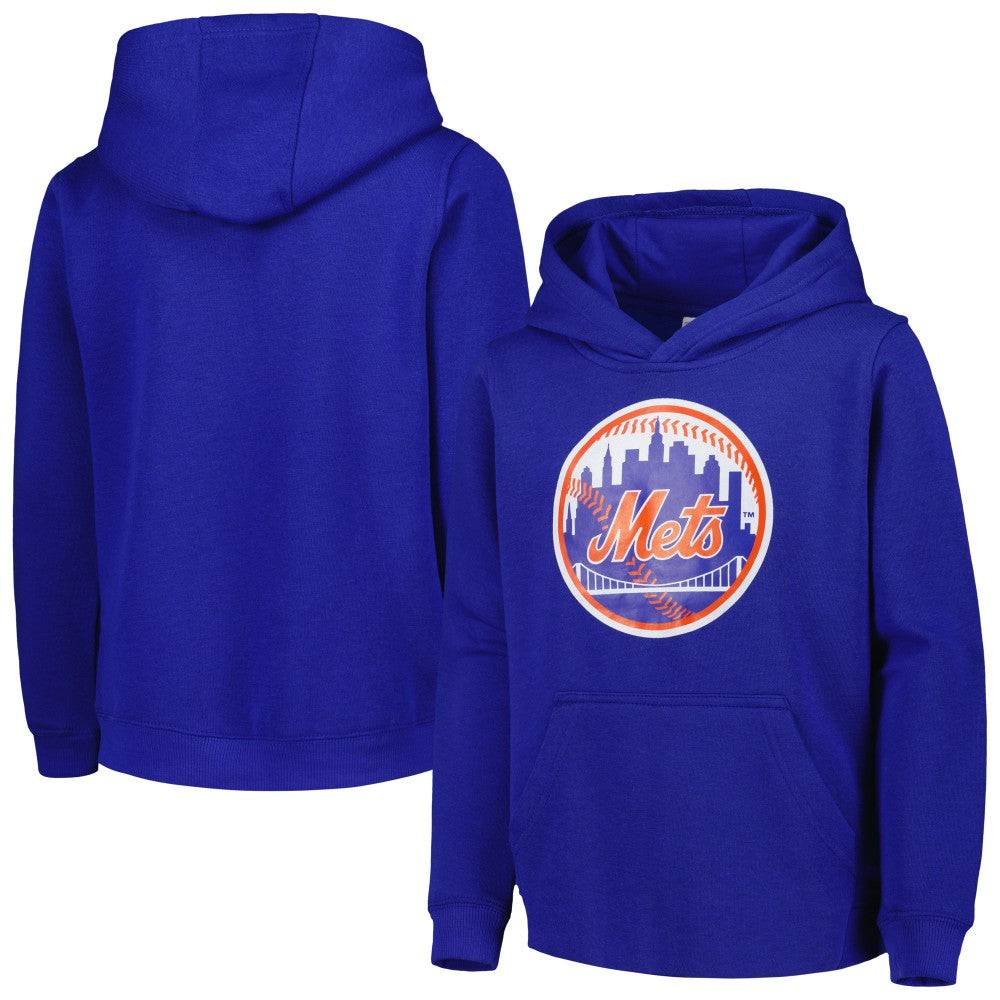 New York Mets Youth Team Primary Logo Pullover Hoodie - MLB Hoodies