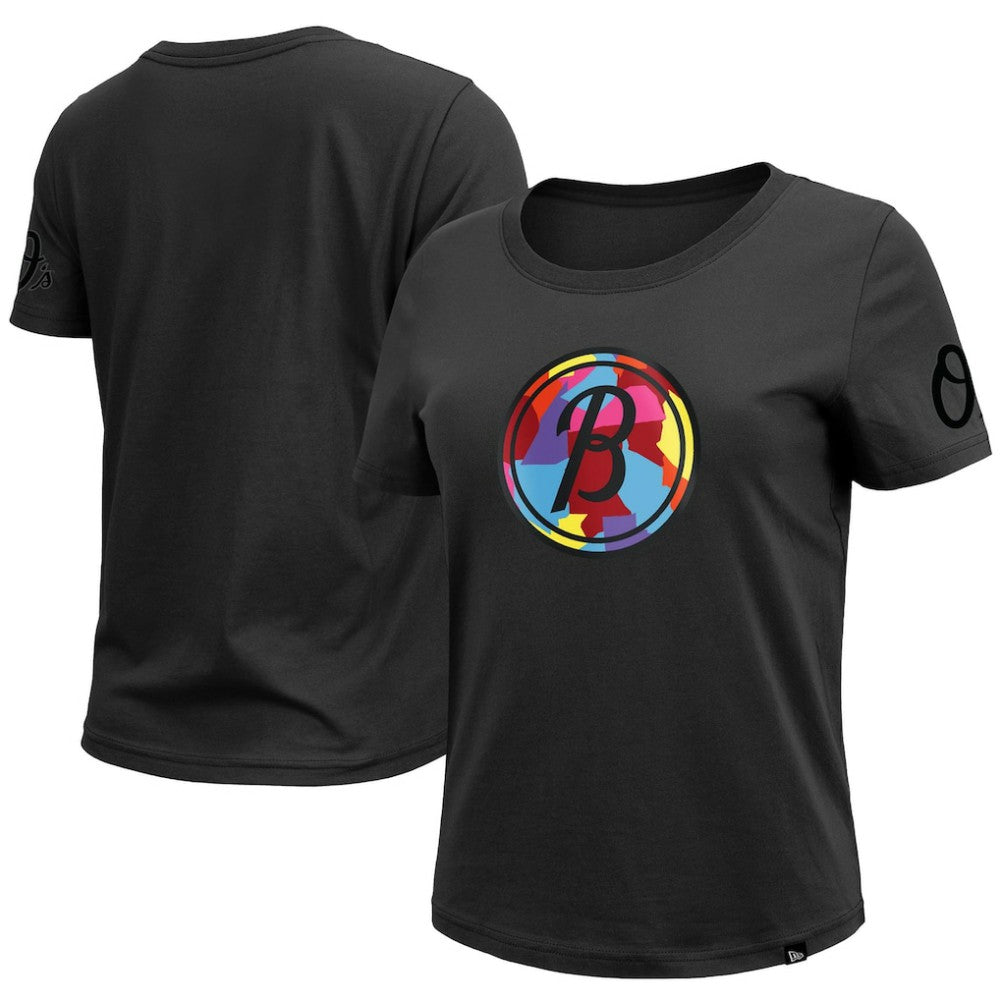 Baltimore Orioles New Era Women's 2023 City Connect Cap Logo T-Shirt - MLB T-shirts