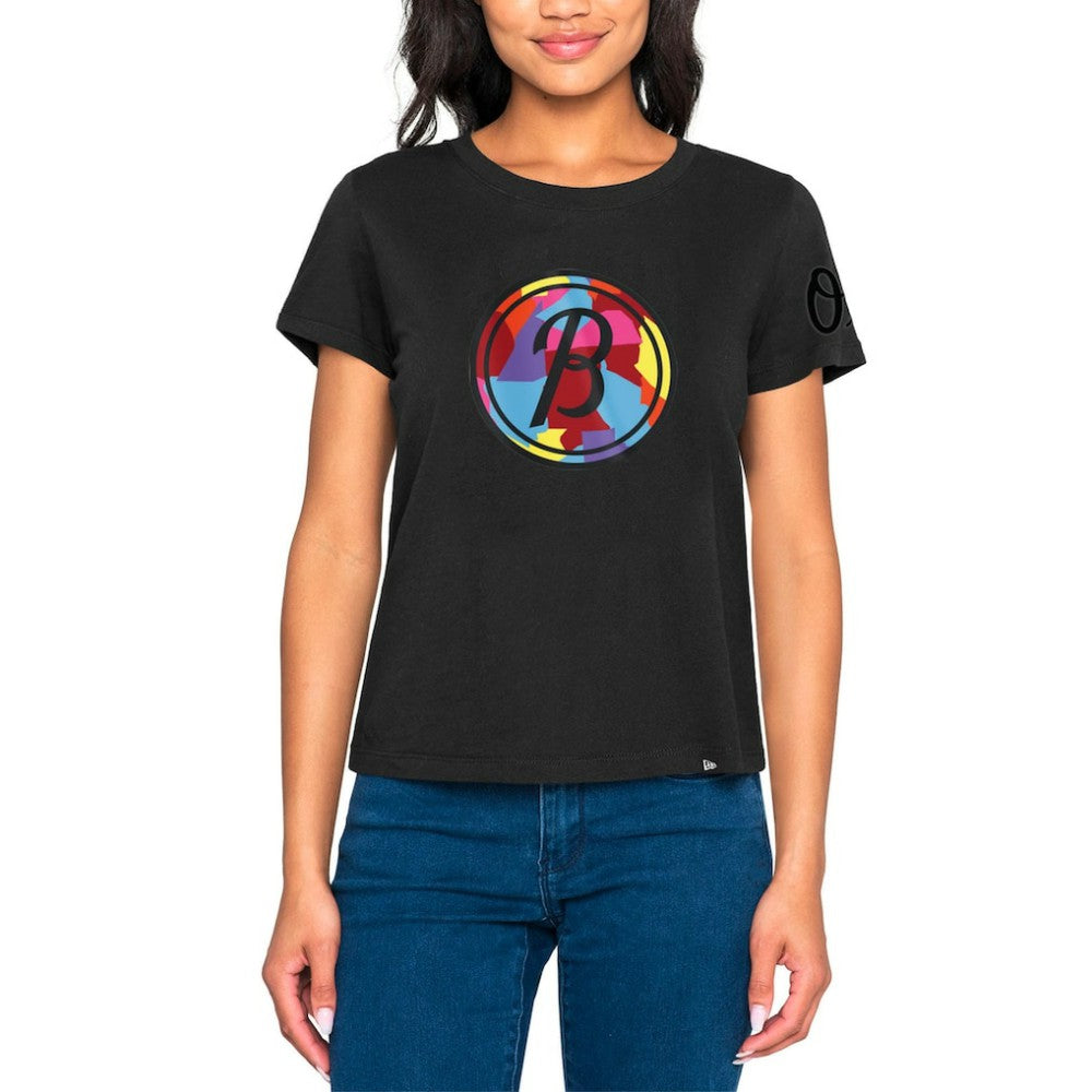 Baltimore Orioles New Era Women's 2023 City Connect Cap Logo T-Shirt - MLB T-shirts