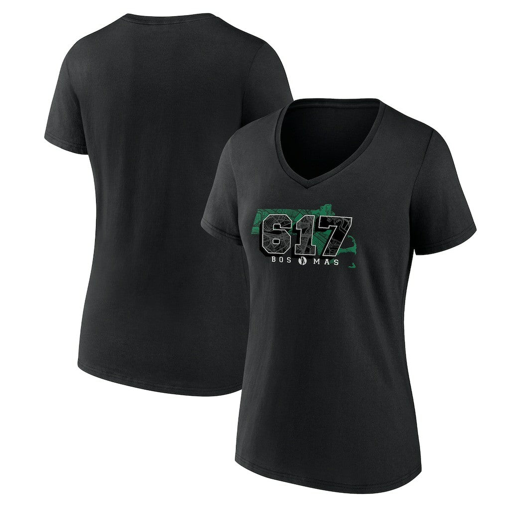 Black Boston Celtics Women's Core Hometown Launch V-Neck T-Shirt | NBA
