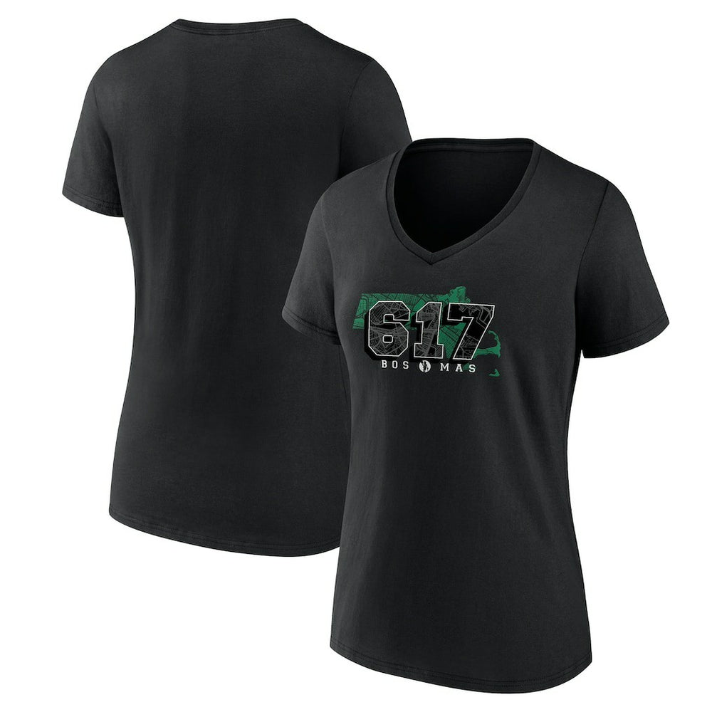 Black Boston Celtics Women's Core Hometown Launch V-Neck T-Shirt | NBA