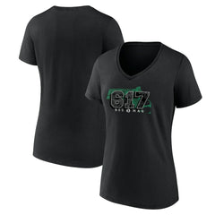 Black Boston Celtics Women's Core Hometown Launch V-Neck T-Shirt | NBA