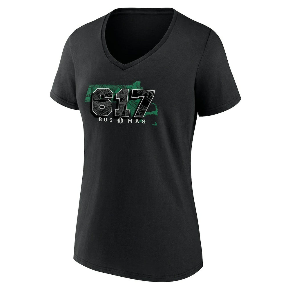 Black Boston Celtics Women's Core Hometown Launch V-Neck T-Shirt | NBA