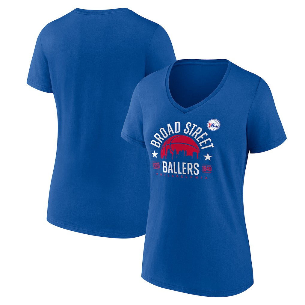Royal Philadelphia 76ers Women's Core Hometown Launch V-Neck T-Shirt | NBA
