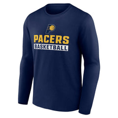 Navy Indiana Pacers Let's Go Long Sleeve T-Shirt | NBA