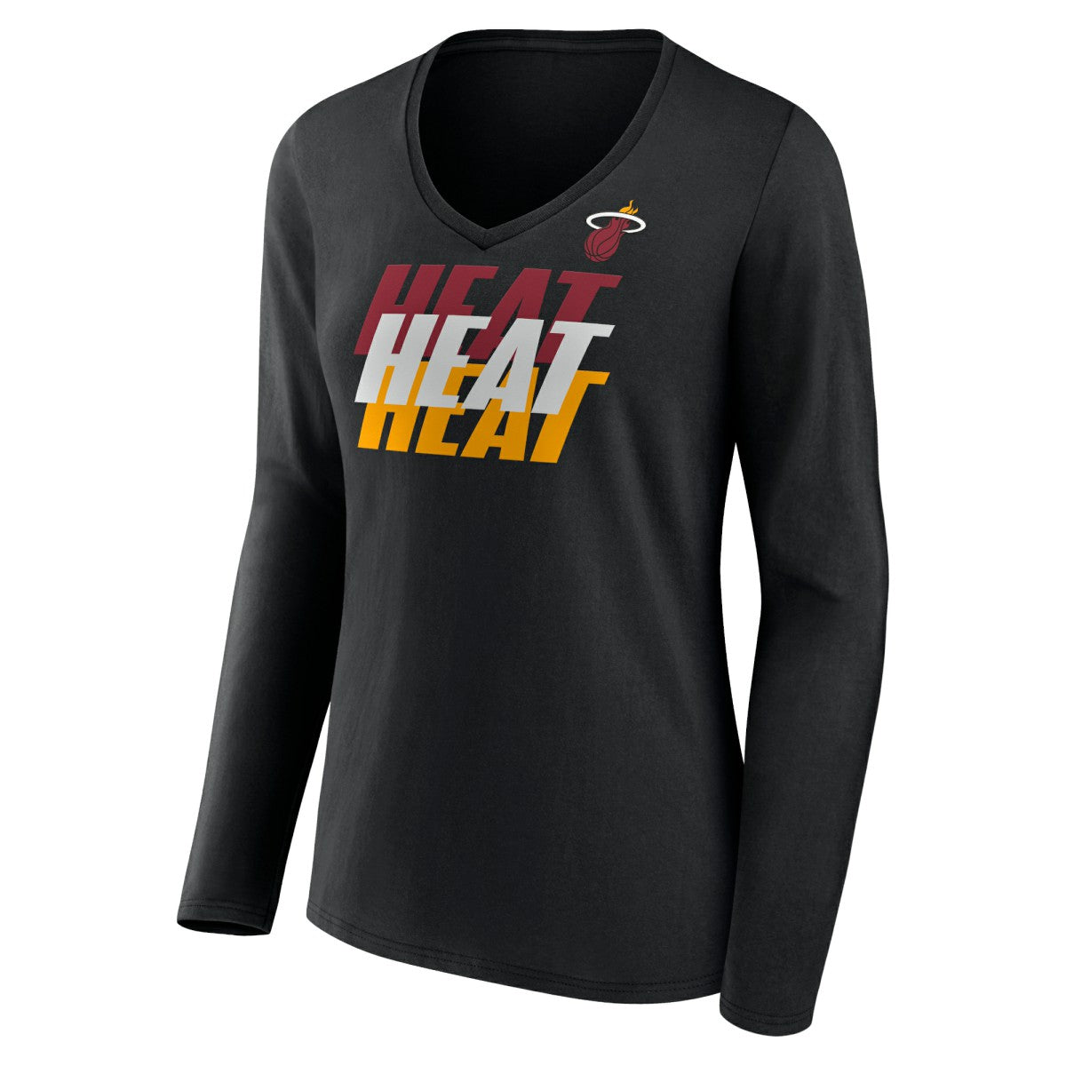 Black Miami Heat Women's Tumble V-Neck Long Sleeve T-Shirt | NBA