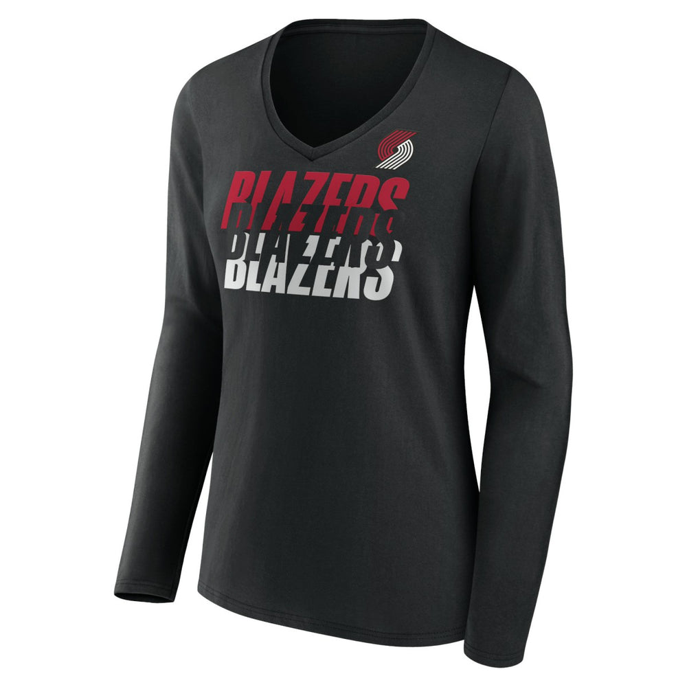 Black San Antonio Spurs Women's Tumble V-Neck Long Sleeve T-Shirt | NBA