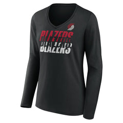 Black San Antonio Spurs Women's Tumble V-Neck Long Sleeve T-Shirt | NBA