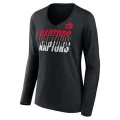 Black Toronto Raptors Women's Tumble V-Neck Long Sleeve T-Shirt | NBA