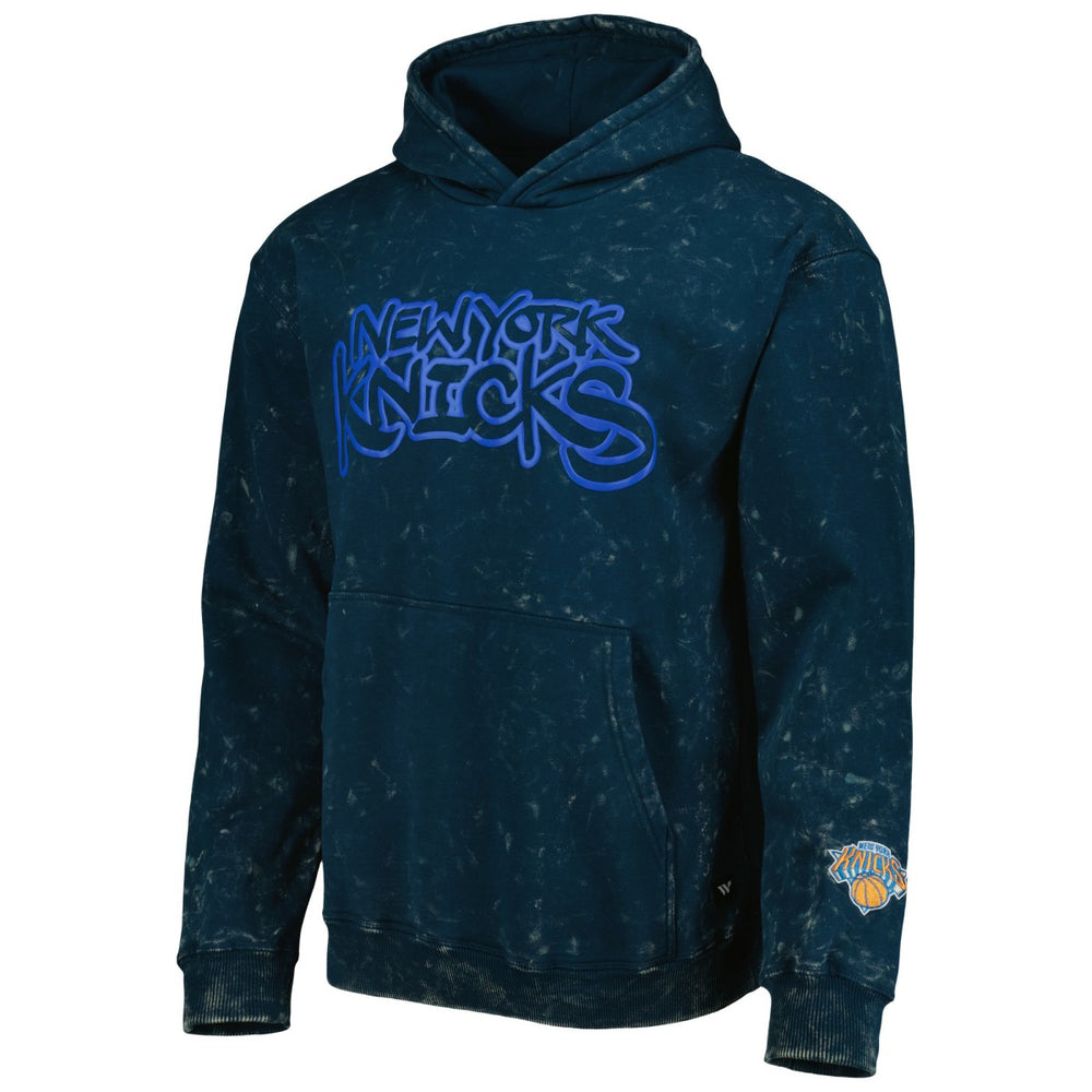 Blue New York Knicks The Wild Collective Unisex Tonal Acid Wash Pullover Hoodie | NBA