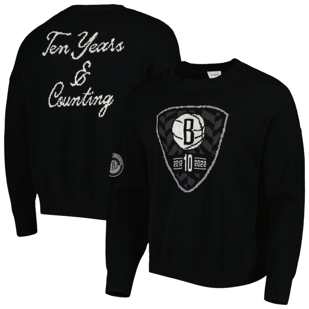 Black Brooklyn Nets AUTHMADE 10th Anniversary Pullover Sweater | NBA