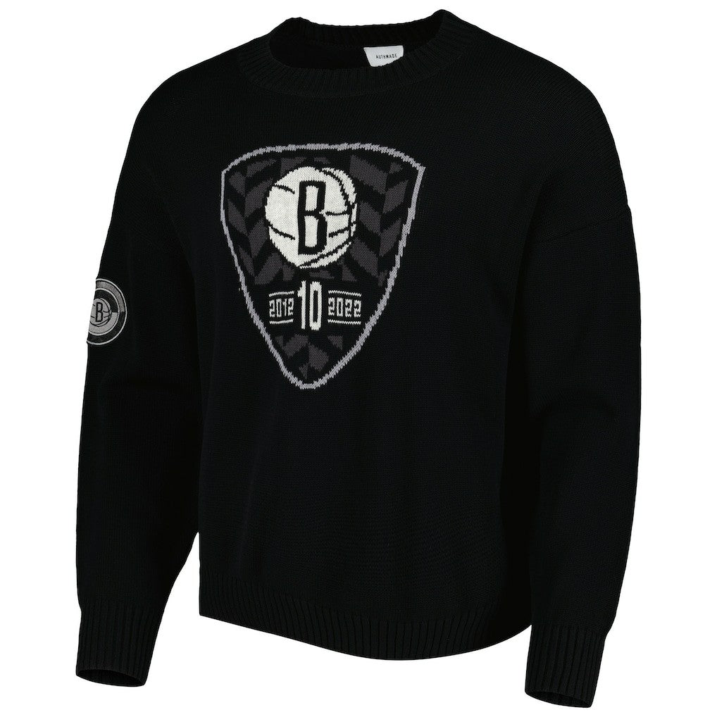 Black Brooklyn Nets AUTHMADE 10th Anniversary Pullover Sweater | NBA