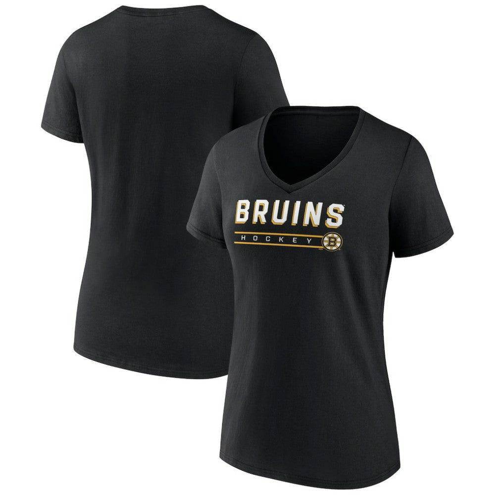 Boston Bruins Women's Primary Play V-Neck T-Shirt -  NHL T-shirts