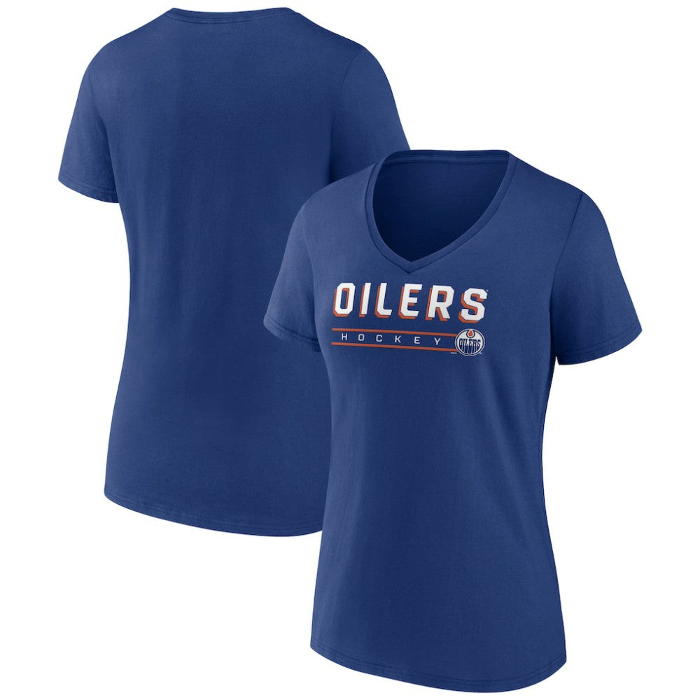Edmonton Oilers Women's Primary Play V-Neck T-Shirt -  NHL T-shirts