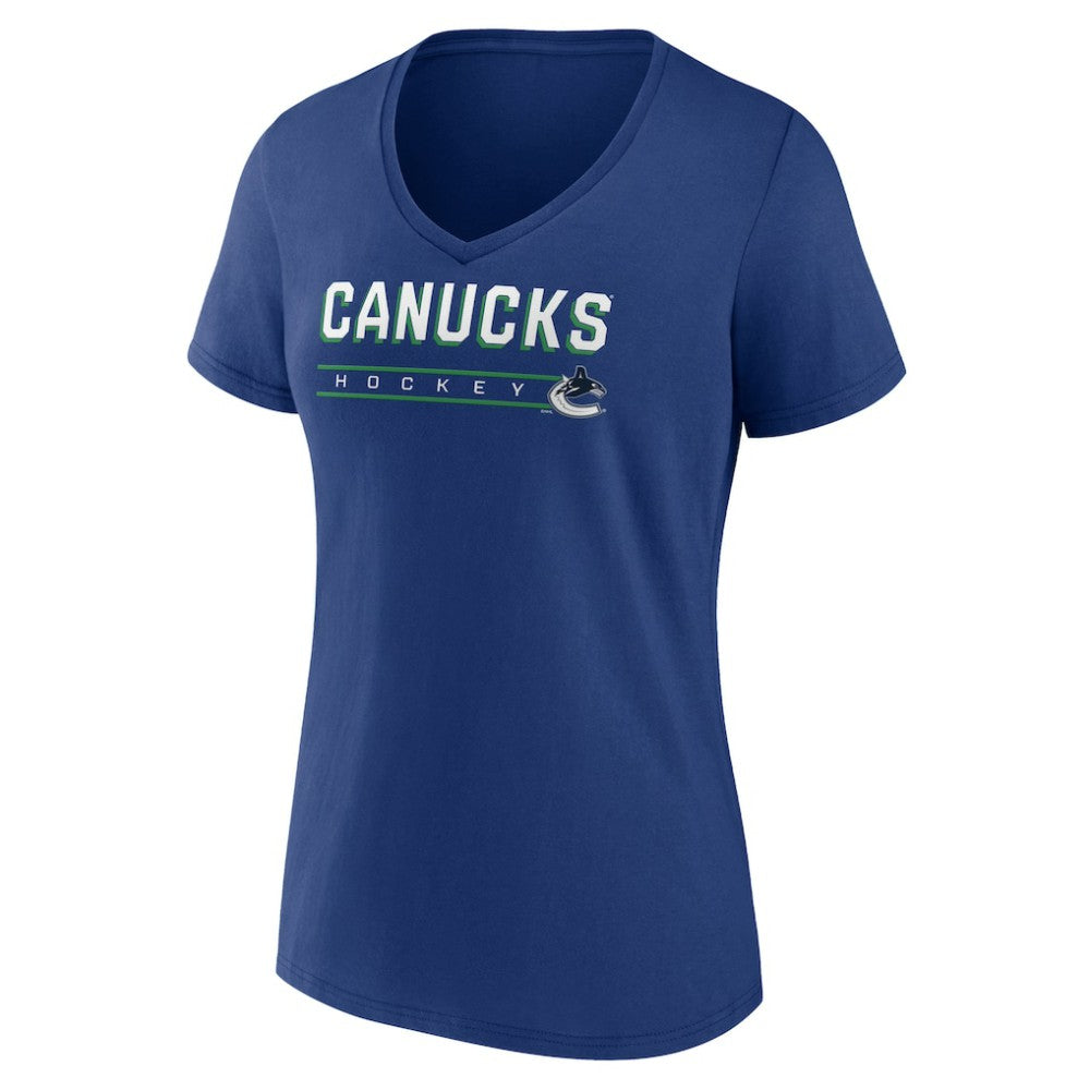 Vancouver Canucks Women's Primary Play V-Neck T-Shirt -  NHL T-shirts