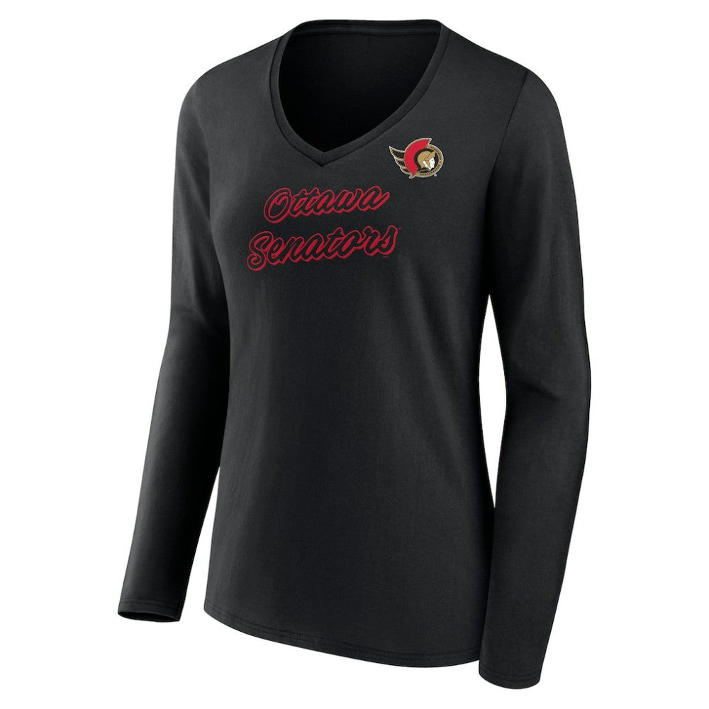 Ottawa Senators Women's Forge Long Sleeve V-Neck T-Shirt -  NHL T-shirts